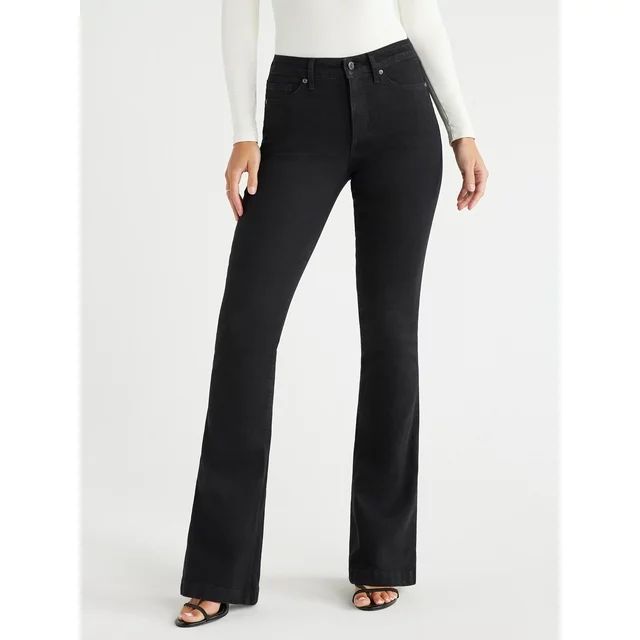 Sofia Jeans Women's Melissa Flare High Rise Black Jeans, 33" Inseam, Sizes 2-20 | Walmart (US)