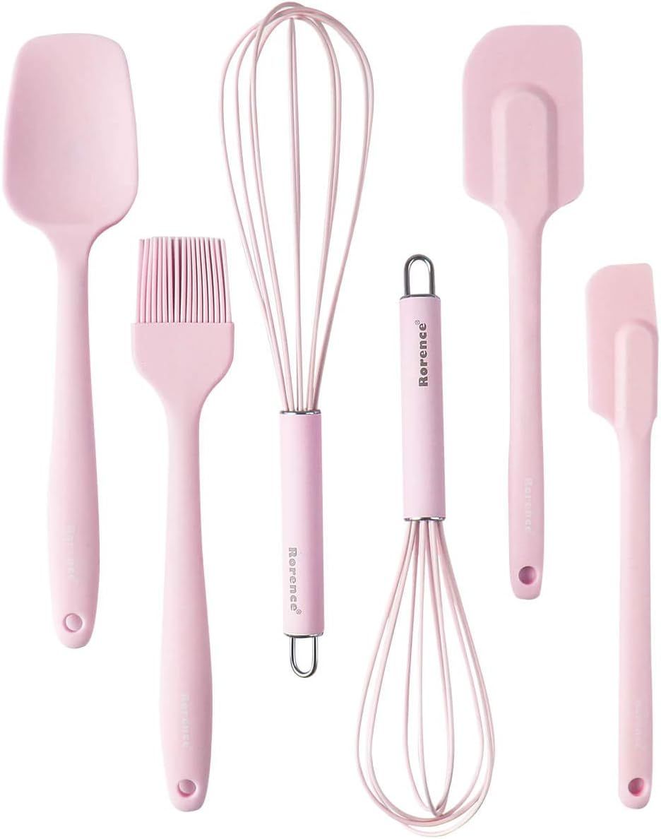 Rorence Silicone Whisk Spatula Spoonula & Brush Set of 6 - pink | Amazon (US)