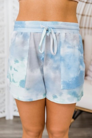 Step Into Daylight Tie Dye Shorts Blue/Sage | The Pink Lily Boutique
