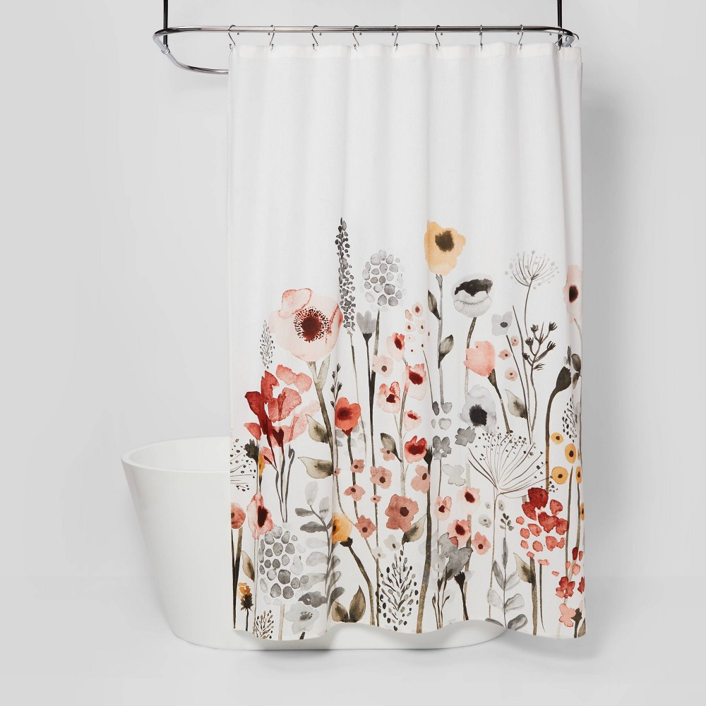Floral Wave Shower Curtain White - Threshold | Target