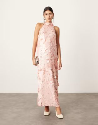 ASOS EDITION embellished matte disc sequin column midi dress in light pink | ASOS (Global)