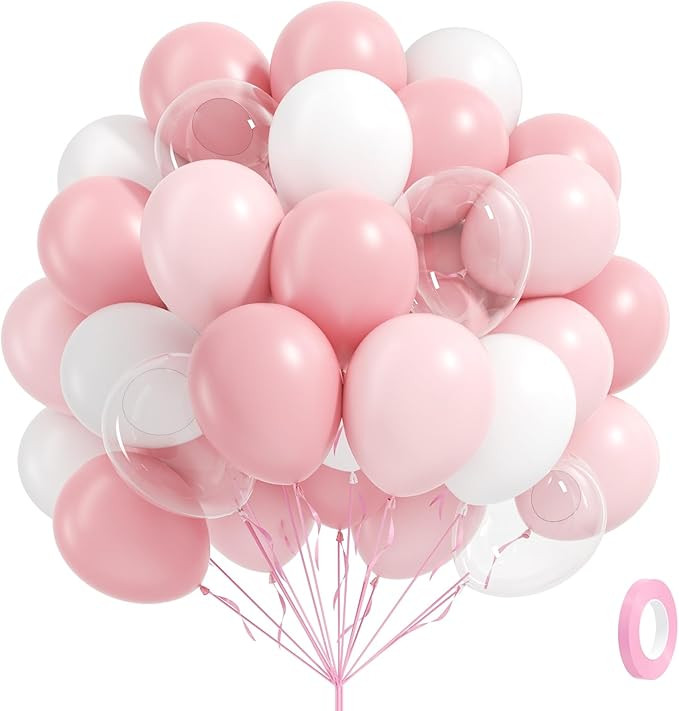 60pcs Light Pink Balloons with Clear Pastel Pink and White Balloons for Wedding Bridal Baby Showe... | Amazon (US)