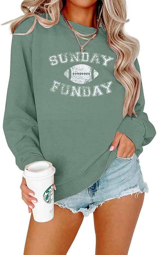 FLOYU Women Sunday Funday Sweatshirt Cute Football Graphic Pullover Game Day Weekend Tops Casual ... | Amazon (US)