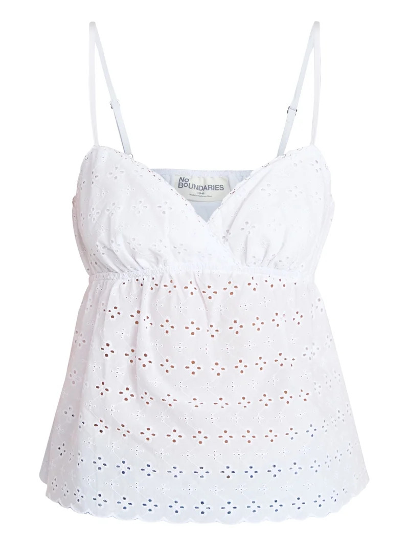 No Boundaries Cotton Eyelet Babydoll Cami, Women’s XXS-XXL | Walmart (US)