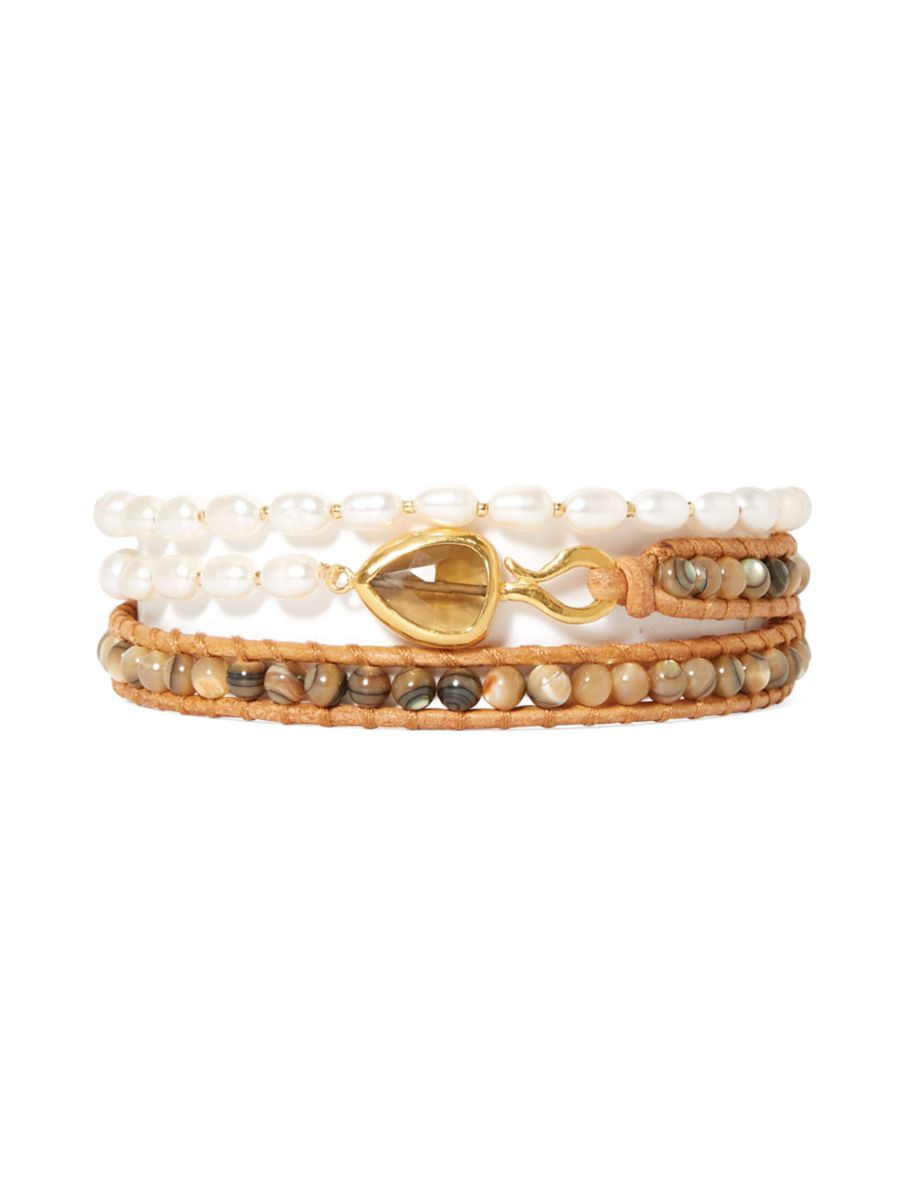18K Gold-Plated, Turquoise & Multi-Gemstones Wrap Bracelet | Saks Fifth Avenue