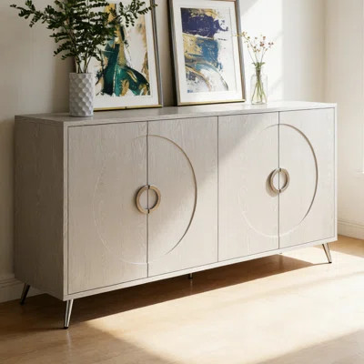 Modern Lacquer 4-Door Wooden Buffet Cabinet - Dining Room Sideboard, Living Room Storage Cabinet For Entryway, Hallway, Office & Kitchen，Navy Blue | Wayfair North America