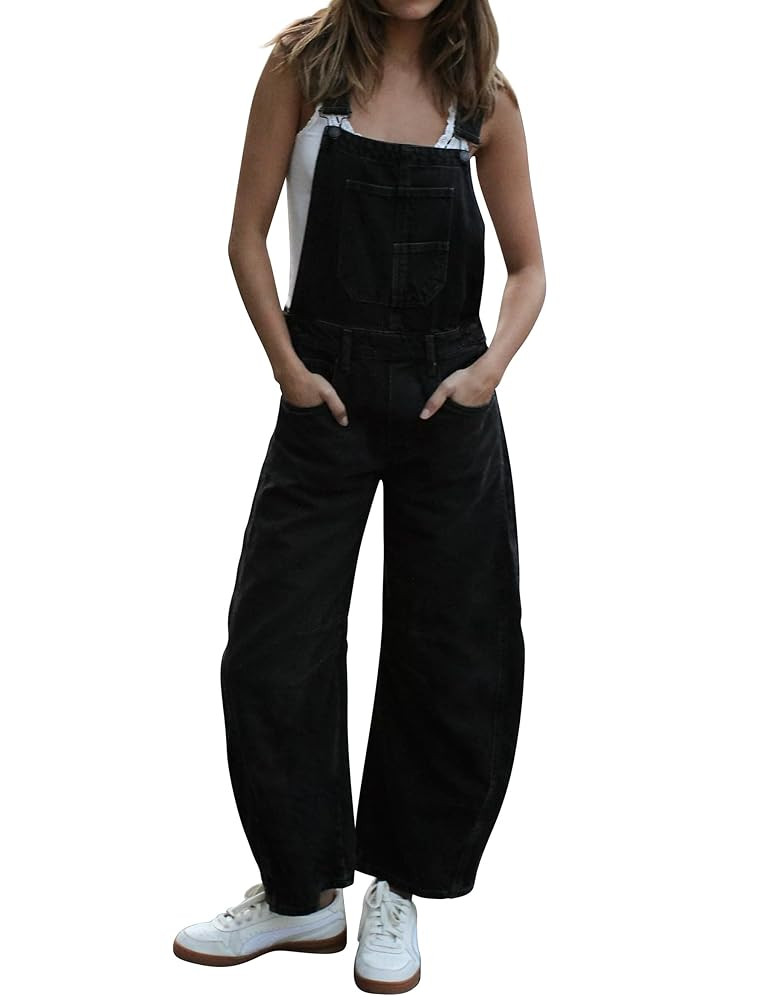Qazel Vorrlon Denim Overalls for Women Barrel Wide Leg Bib Baggy Jeans Adjustable Denim Romper St... | Amazon (US)