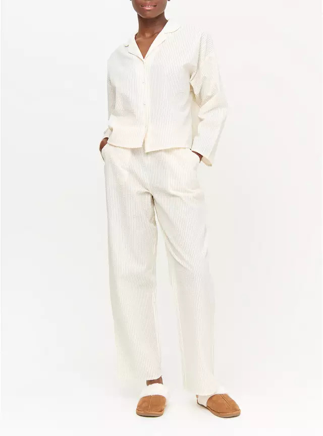 Buy Neutral Stripe Seersucker Coord Pyjama Bottoms 12 | Pyjamas | Tu | Tu Clothing