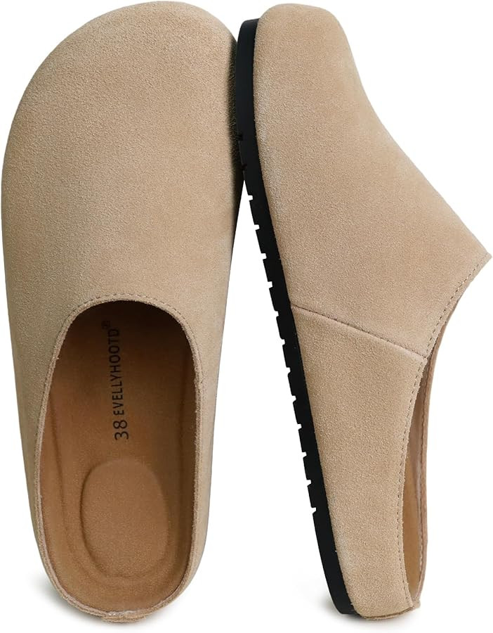 EVELLYHOOTD Suede Clogs for Women Men Cork Footbed Mules|French Style | Amazon (US)