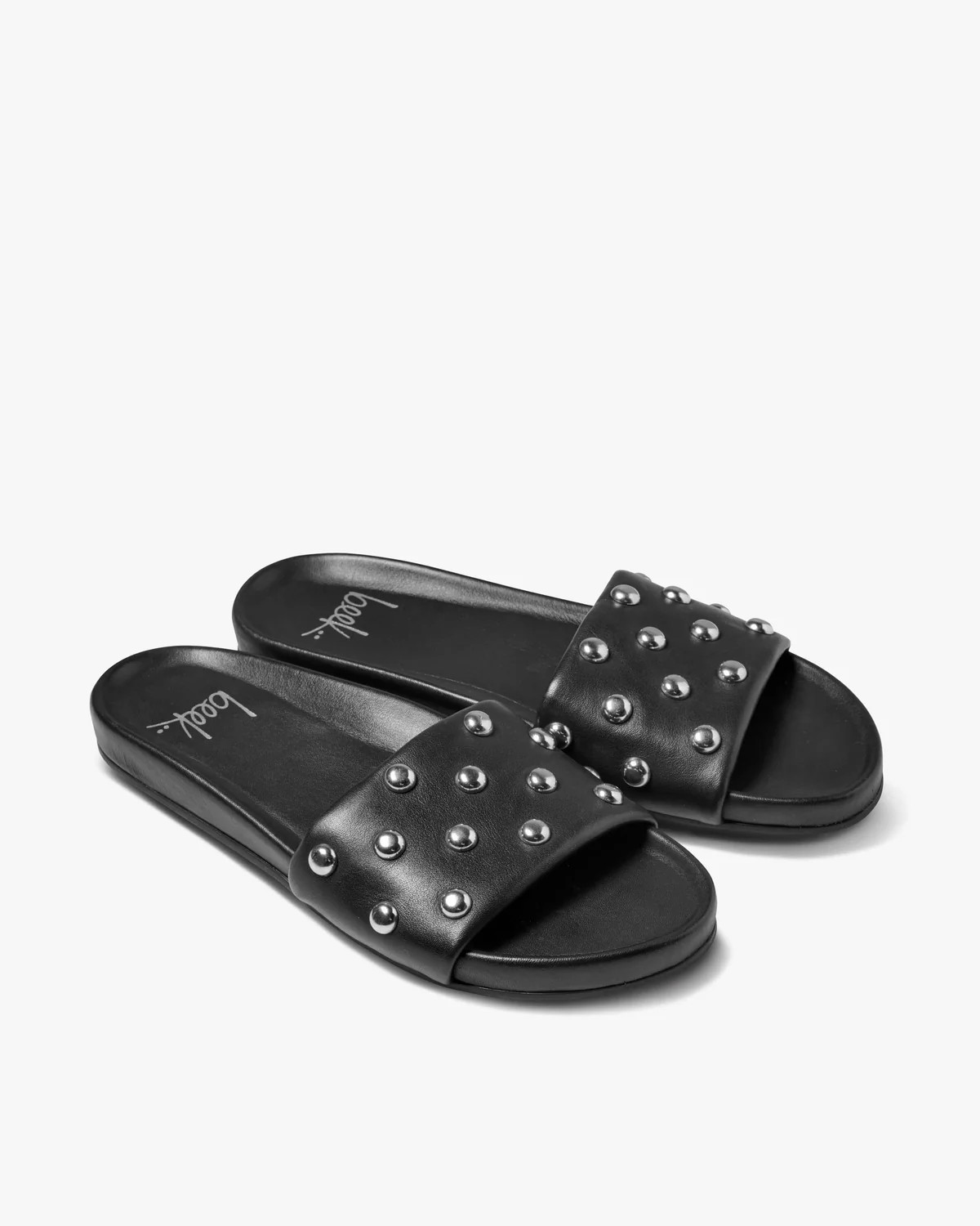 Gallito Stud Leather Slide Sandal - Black Gold | beek | beek