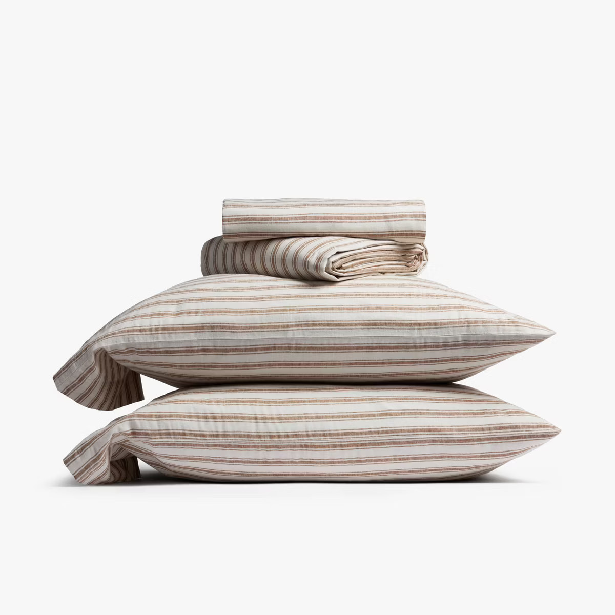 Queen Relaxed Linen Stripe Sheet Set Pecan & Parchment - Parachute for Target | Target
