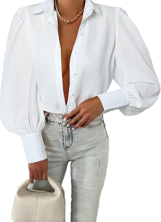 EVALESS Womens Tops Button Down Shirts Print Long Sleeve Blouses for Women Fashion 2023 | Amazon (US)