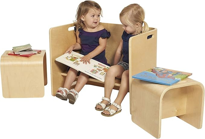 ECR4Kids Bentwood Multipurpose Table and Chair Set, Kids Furniture, Natural, 3-Piece | Amazon (US)