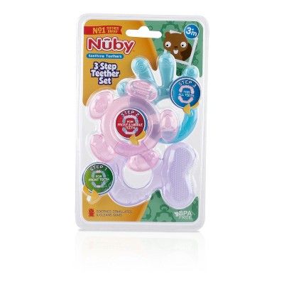 Nuby 3 Step Teether Set - 3ct – Colors May Vary | Target