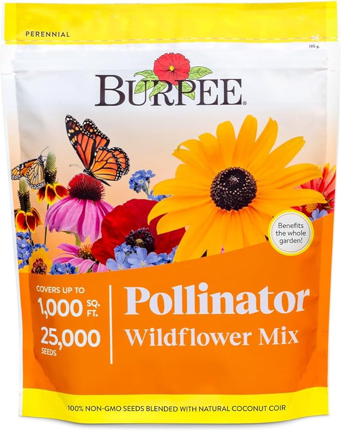 Burpee Wildflower 25,000 Bulk, 1 Bag, 18 Varieties of Non-GMO Flower Seeds Pollinator Garden, Pol... | Amazon (US)