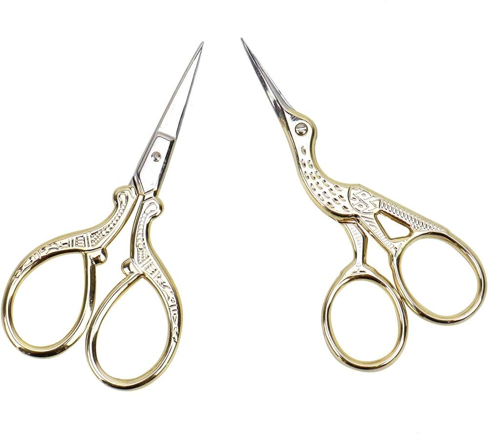AQUEENLY Embroidery Scissors, Stainless Steel Sharp Stork Scissors for Sewing Crafting, Art Work,... | Amazon (US)