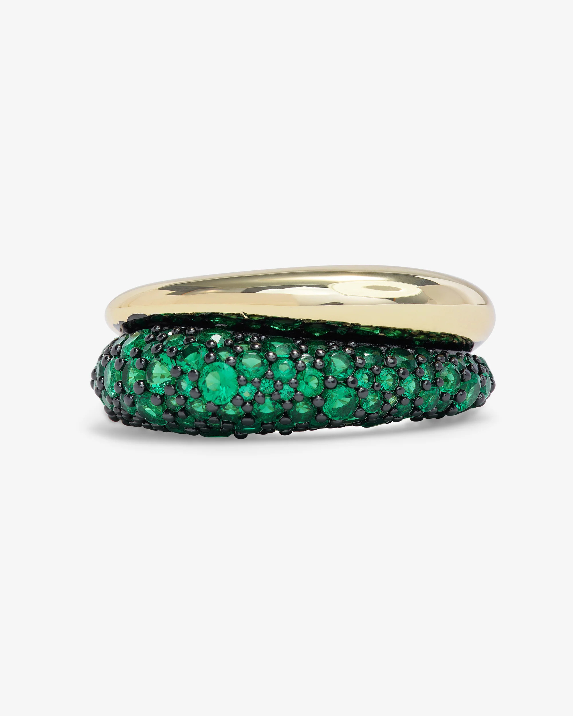 Norah Pavé Double Ring - Gold|Emerald | Melinda Maria Jewelry