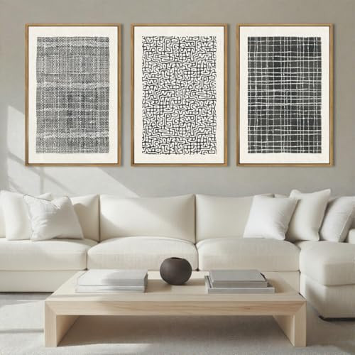 BINCUE Abstract Line Wall Art Set of 3 Modern Neutral Black Wall Decor Geometric Minimalist Artwork for Living Room Bedroom Office Bathroom 24"x36" Gift | Amazon (US)