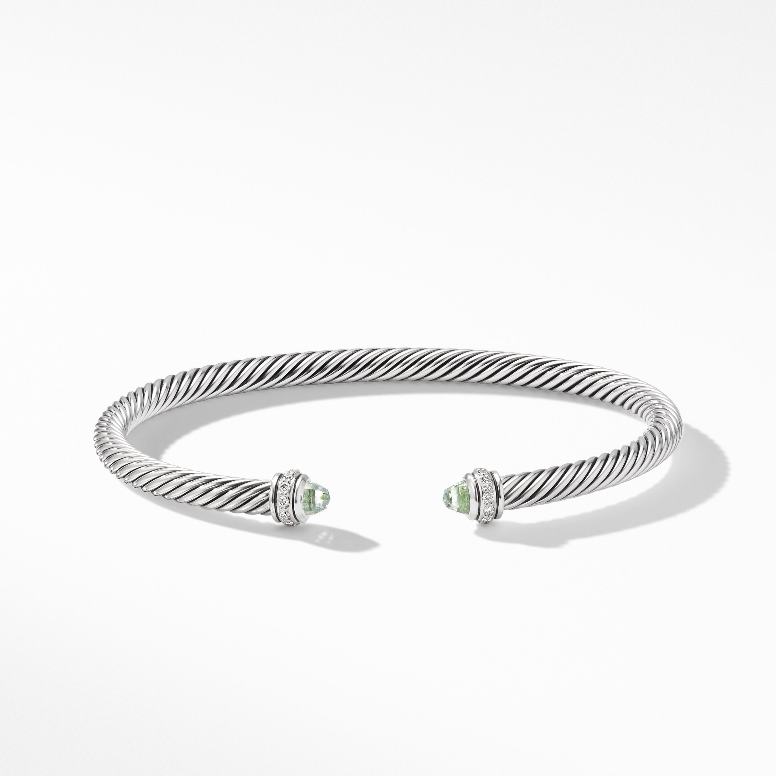 Cable Classics Bracelet in Sterling Silver with Prasiolite and Pavé Diamonds | David Yurman