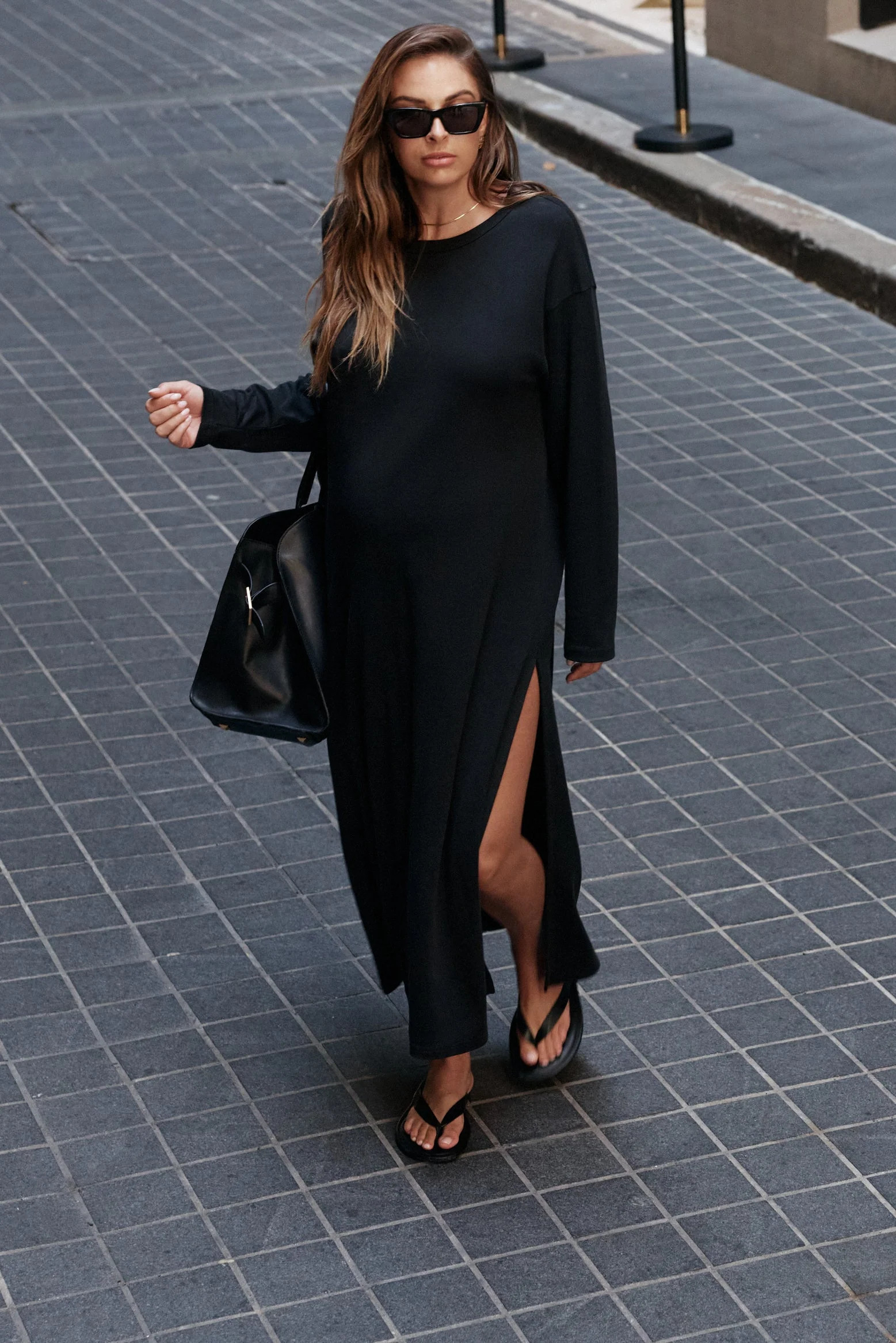Organic Cotton Maxi Dress (Black) | Legoe Heritage Maternity APAC