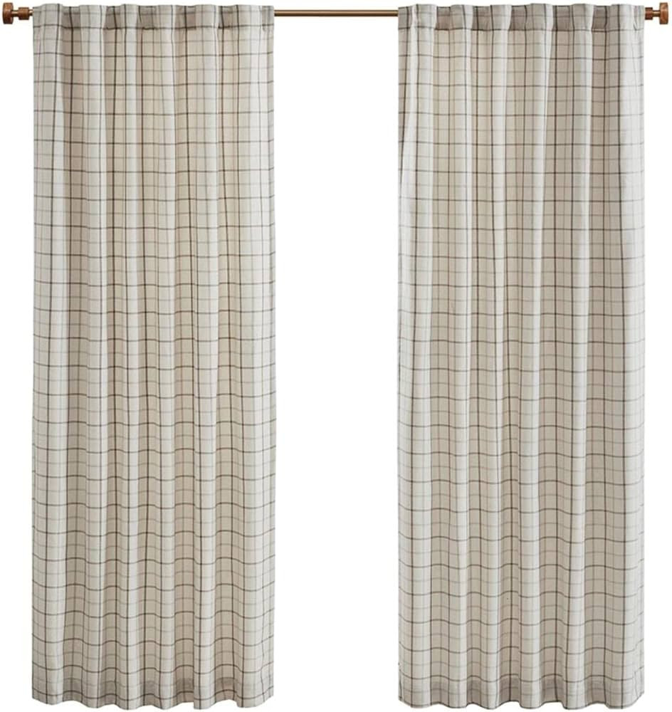 Madison Park Anaheim Cabin Plaid Curtain Window, Thermal Insulated Fleece Lining, Living Room Dec... | Amazon (US)