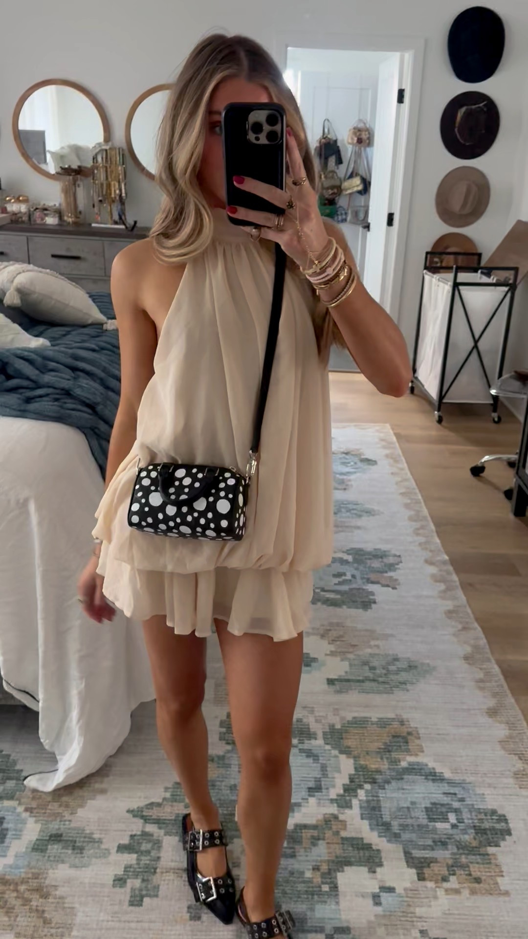 Amazon size small Verdusa Women's Tie Back Halter Chiffon Dresses Ruffle Mini Dress Brunch Outfits. My bag is Louis Vitton from Vivrelle my code is SLOANEVOSEN. My shoes are also from amazon  Slingback Flats for Women Buckle Ballet Flats Dress Flat Shoes

#LTKItBag #LTKShoeCrush #LTKFindsUnder50