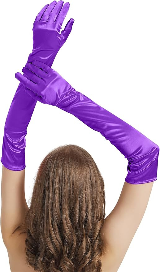 Long Satin Gloves Costume Women Elbow Lenth 21" Long Gloves Opera Halloween Cosplay 1920s Party D... | Amazon (US)