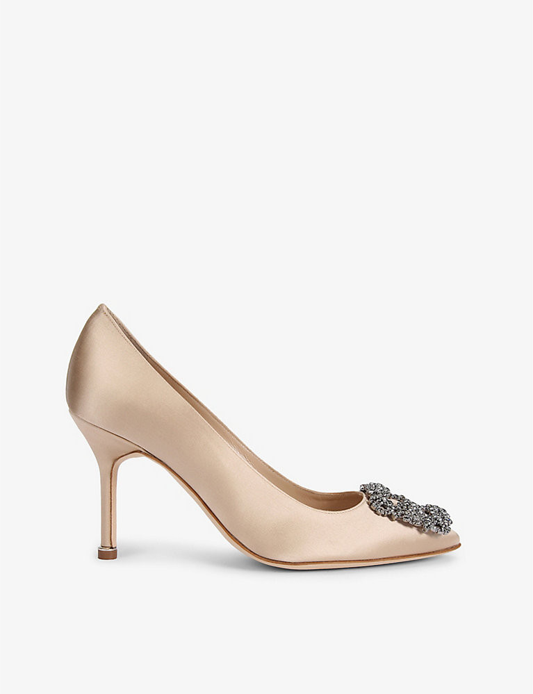 Hangisi 90 crystal-embellished satin courts | Selfridges