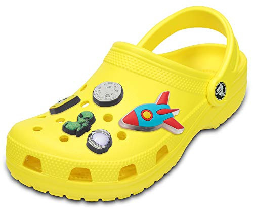 Crocs Classic Clog | Comfortable Slip On Water Shoes, Lemon, 6 Women/4 Men Shoe Charm 5-Pack | Personalize with Jibbitz, Outer Space, Small | Amazon (US)