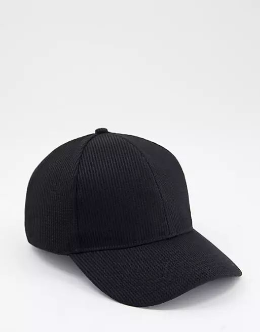 ASOS DESIGN baseball cap in black waffle texture | ASOS (Global)