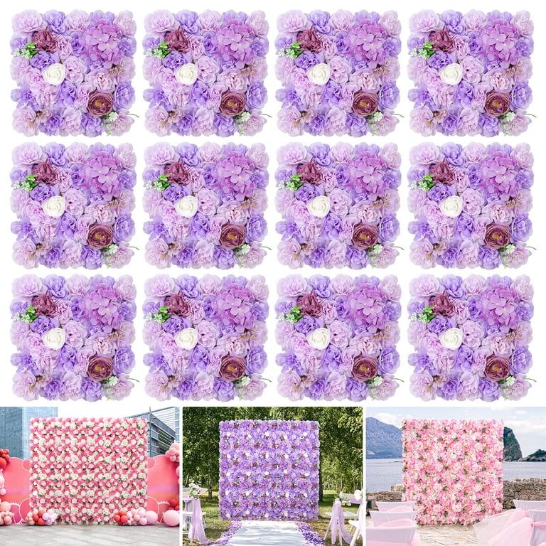 Artificial Flowers Wall Arrangement 12pcs Purple Simulation Flower Panels for Decoration Backdrop... | Walmart (US)