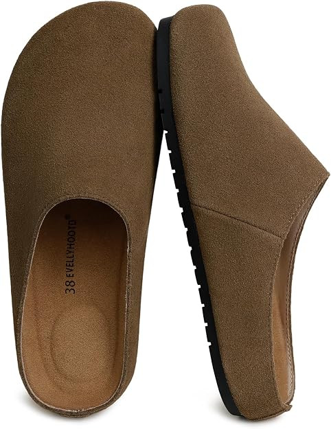 EVELLYHOOTD Suede Clogs for Women Men Cork Footbed Mules|French Style | Amazon (US)