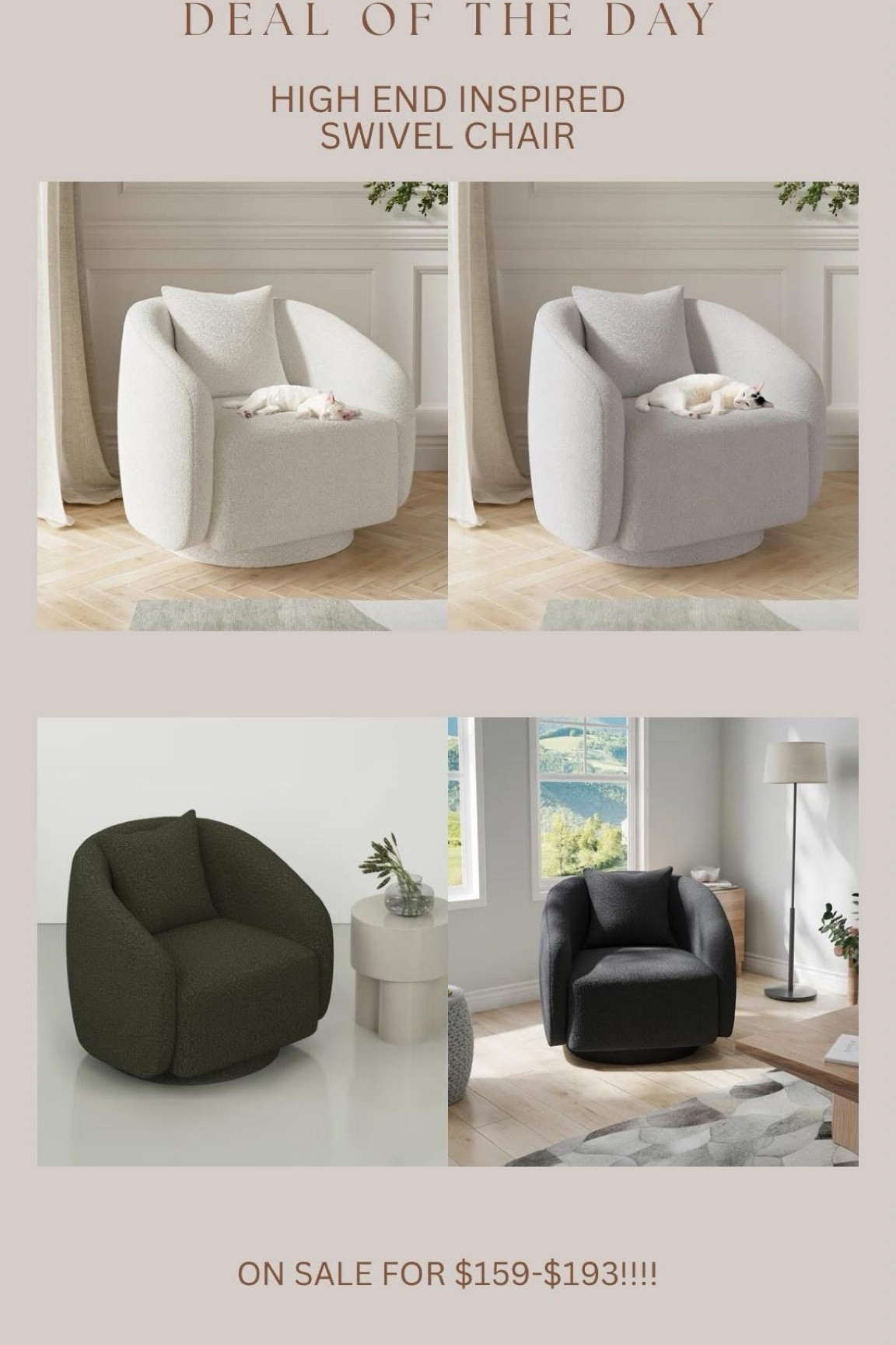@wayfair has one of the best sales & prices I’ve found for this style swivel chair 🤯🙌🏻🚨 all colors $159-$193 right now for Weekend Clearance!!!! Items up to 70% off and fast shipping!! #wayfair #wayfairpartner

#LTKHome #LTKSaleAlert #LTKStyleTip