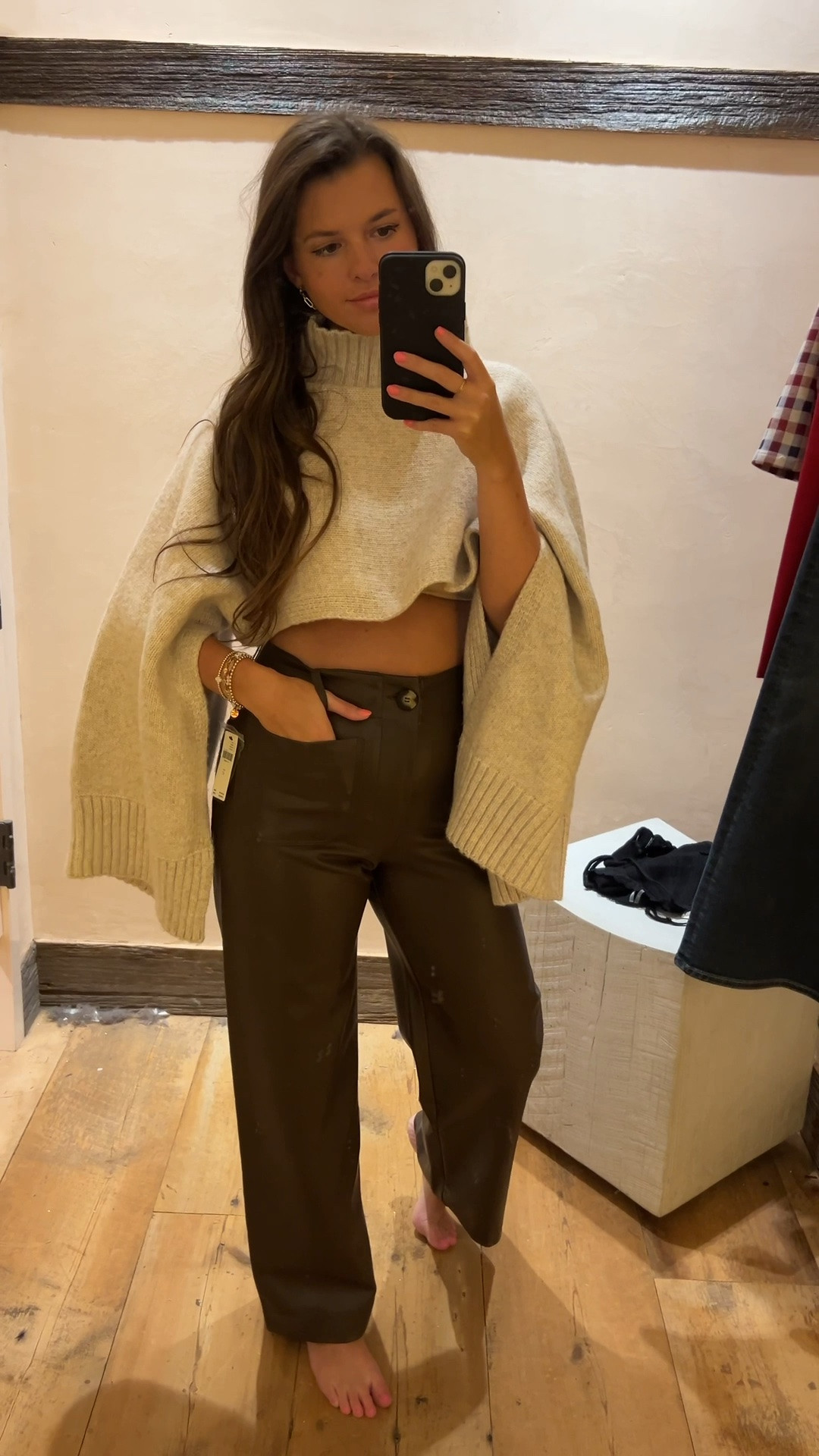 // cropped sweater wearing a small and brown leather pants - love these I sized up to a 27 but could have done my usual //

#LTKgrwm #LTKootd #LTKSeasonal