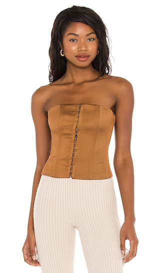 Satin Corset Top in Brown | Revolve Clothing (Global)