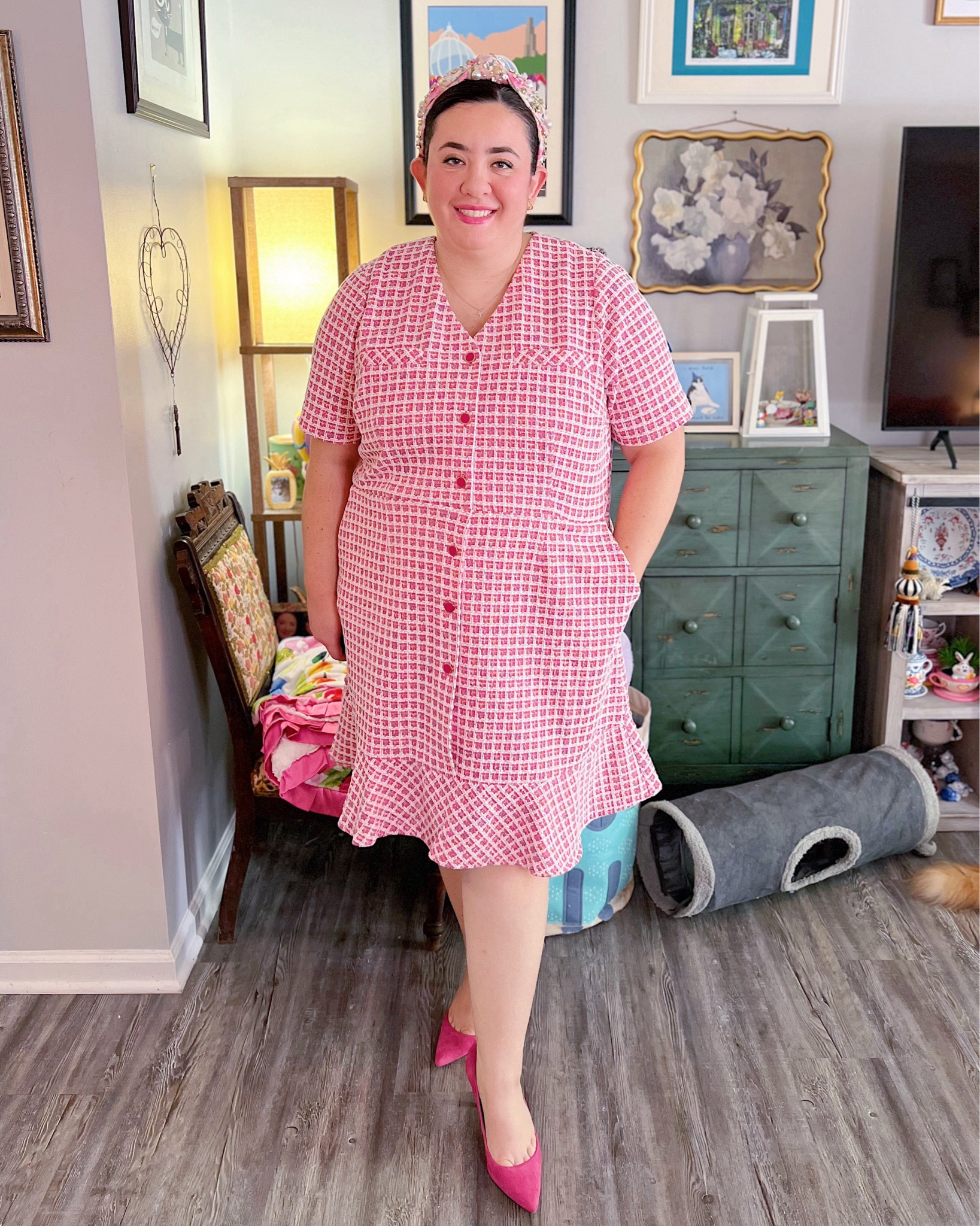 Pink tweed dress and matching pink tweed topper coat 🎀

Business casual outfit, work outfit, office attire, preppy outfit, Legally Blonde Halloween costume, Barbie Halloween costume, Dolores Umbridge Halloween costume 

#LTKPlusSize #LTKSaleAlert #LTKFindsUnder50