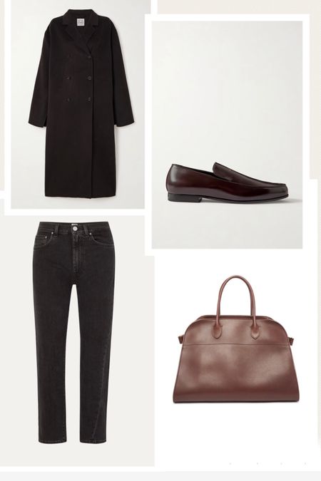 Outfit inspiration, styling outfits. The Row Margaux 15 tote bag x Toteme jeans x loafers x burgundy tones 

#LTKtravel #LTKstyletip #LTKworkwear