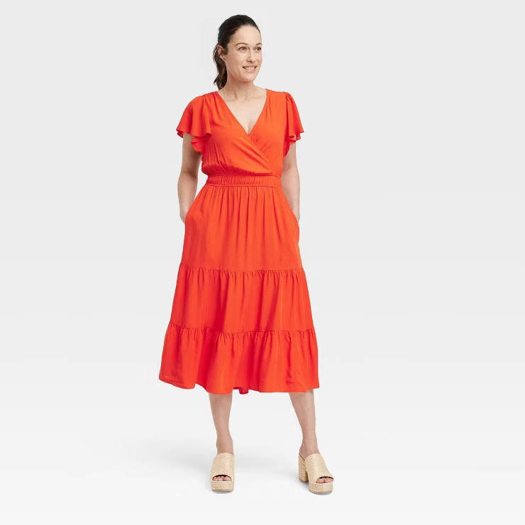 Women's Flutter Short Sleeve Tiered A-Line Dress - Knox Rose™ | Target
