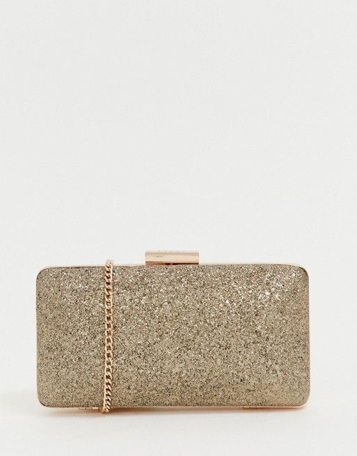 Lipsy glitter clutch bag in gold | ASOS UK