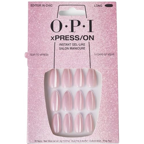 OPI xPRESS/ON Editor in Chic | Velvet Pink Long Almond Press On Nails | With Nail Glue | Long Lasting, Reusable, Non-damaging | Amazon (US)