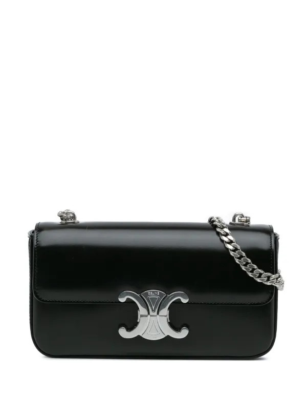Céline Pre-Owned 2023 Shiny Calfskin Claude Chain Shoulder Bag | Black | FARFETCH AU | Farfetch Global