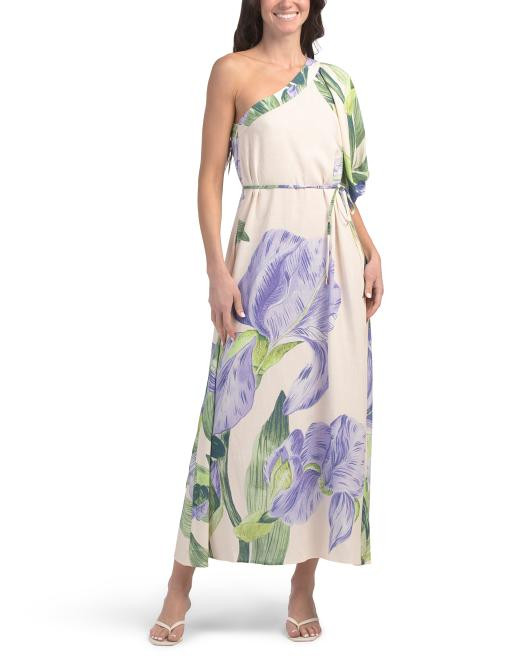 Linen Blend One Shoulder Floral Maxi Dress | TJ Maxx