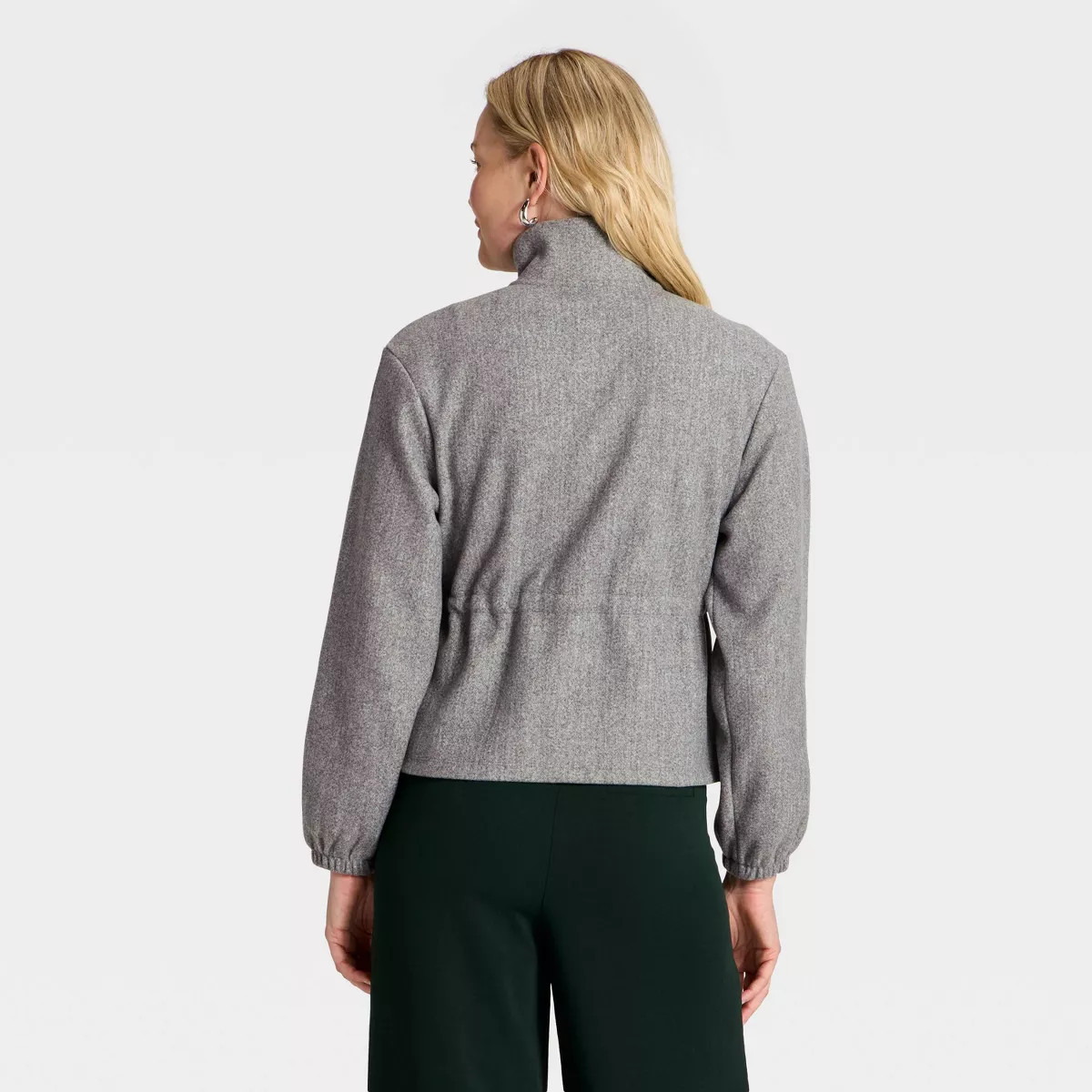 Women's Brushed Cinched Waist Zipped Jacket - A New Day™ Gray XXL | Target