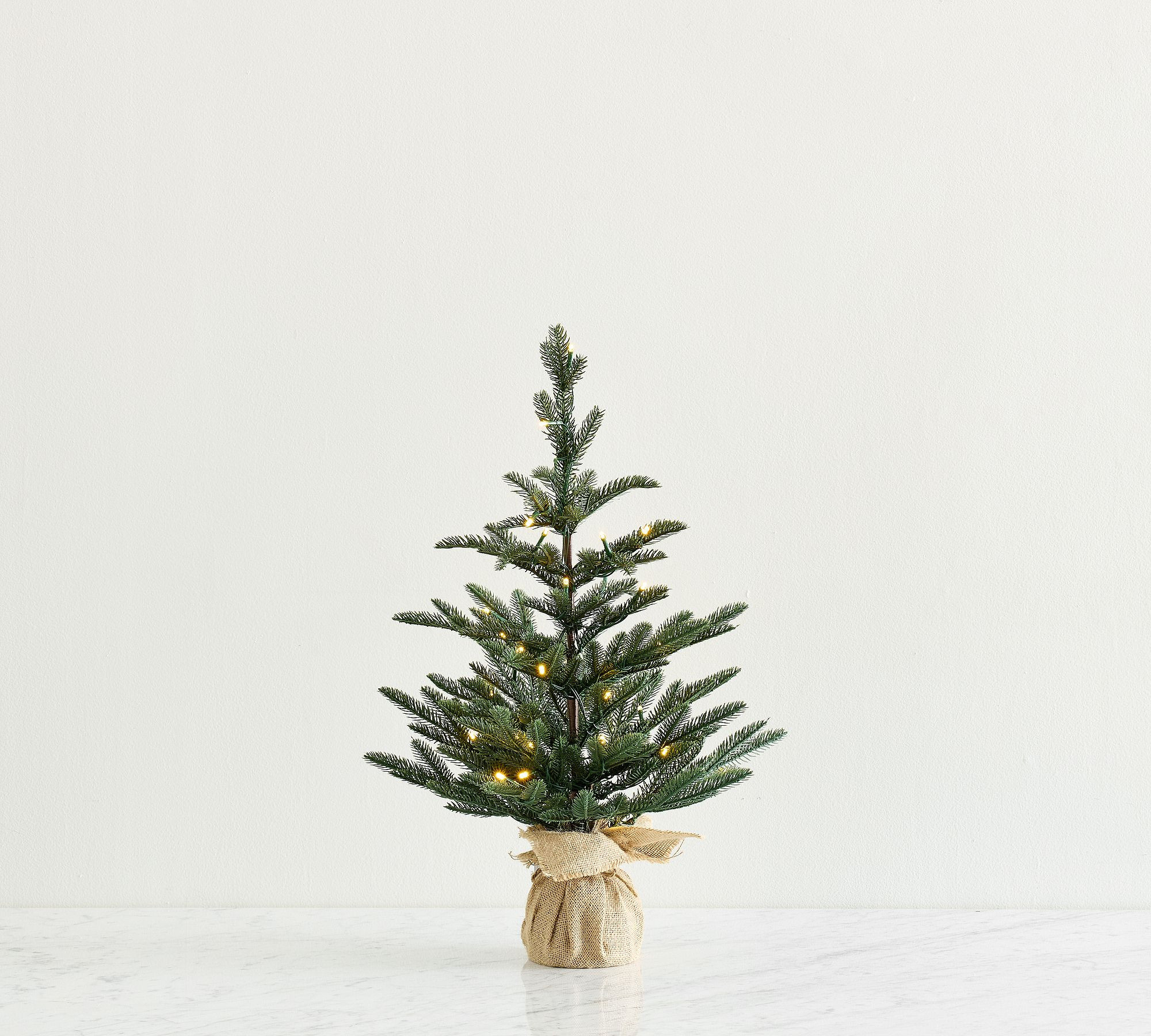 Faux Lit Burlap Potted Pine Tree | Pottery Barn (US)