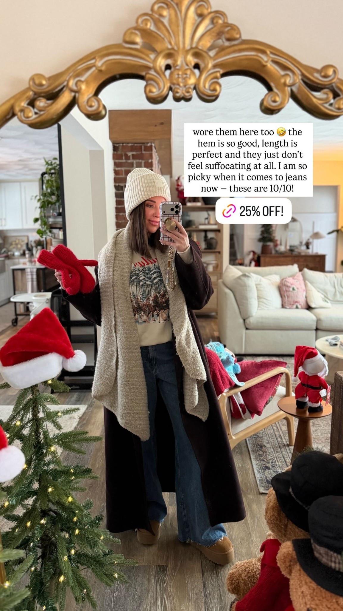 wore them here too 🤣 the hem is so good, length is perfect and they just don’t feel suffocating at all. I am so picky when it comes to jeans now — these are 10/10!