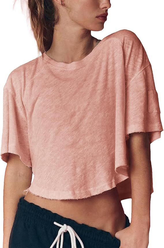 Gnveub Womens Workout Tops Lightweight Short Sleeve Workout Shirts Cropped Yoga Pilates Gym T Shi... | Amazon (US)