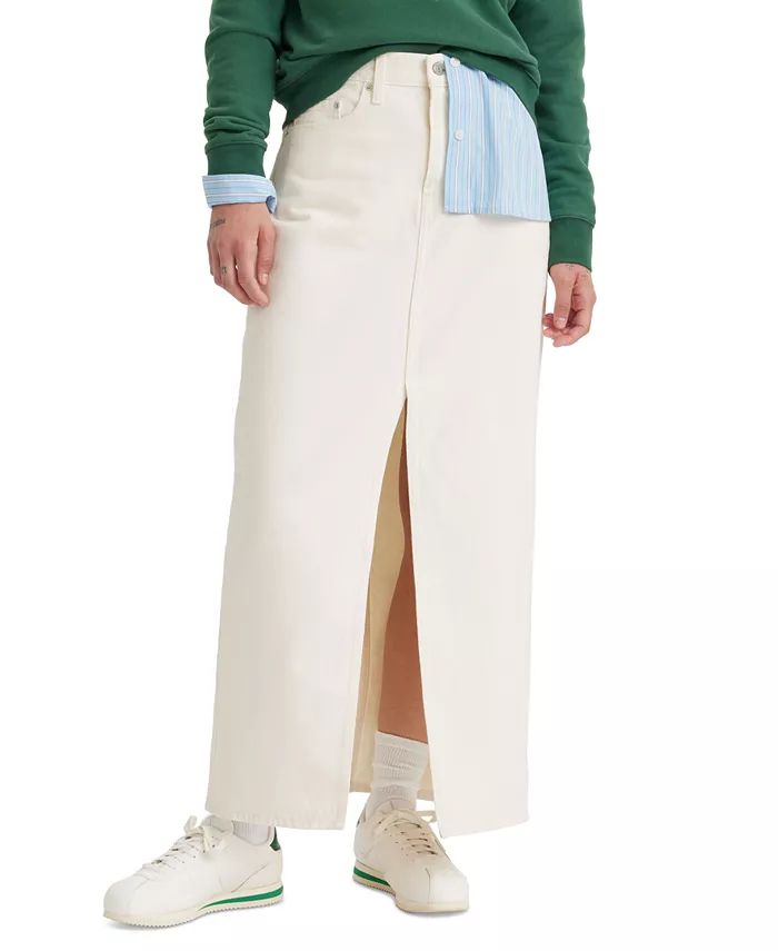 Women's Cotton Denim Front-Slit Ankle Column Skirt | Macy's