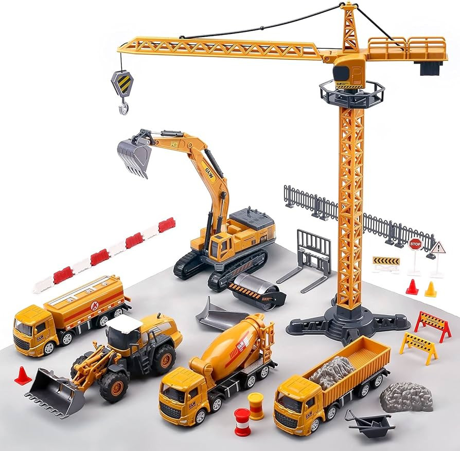 cute stone Construction Vehicles Truck Toy Playset, Kids Engineering Truck set, Crane, Excavator,... | Amazon (CA)