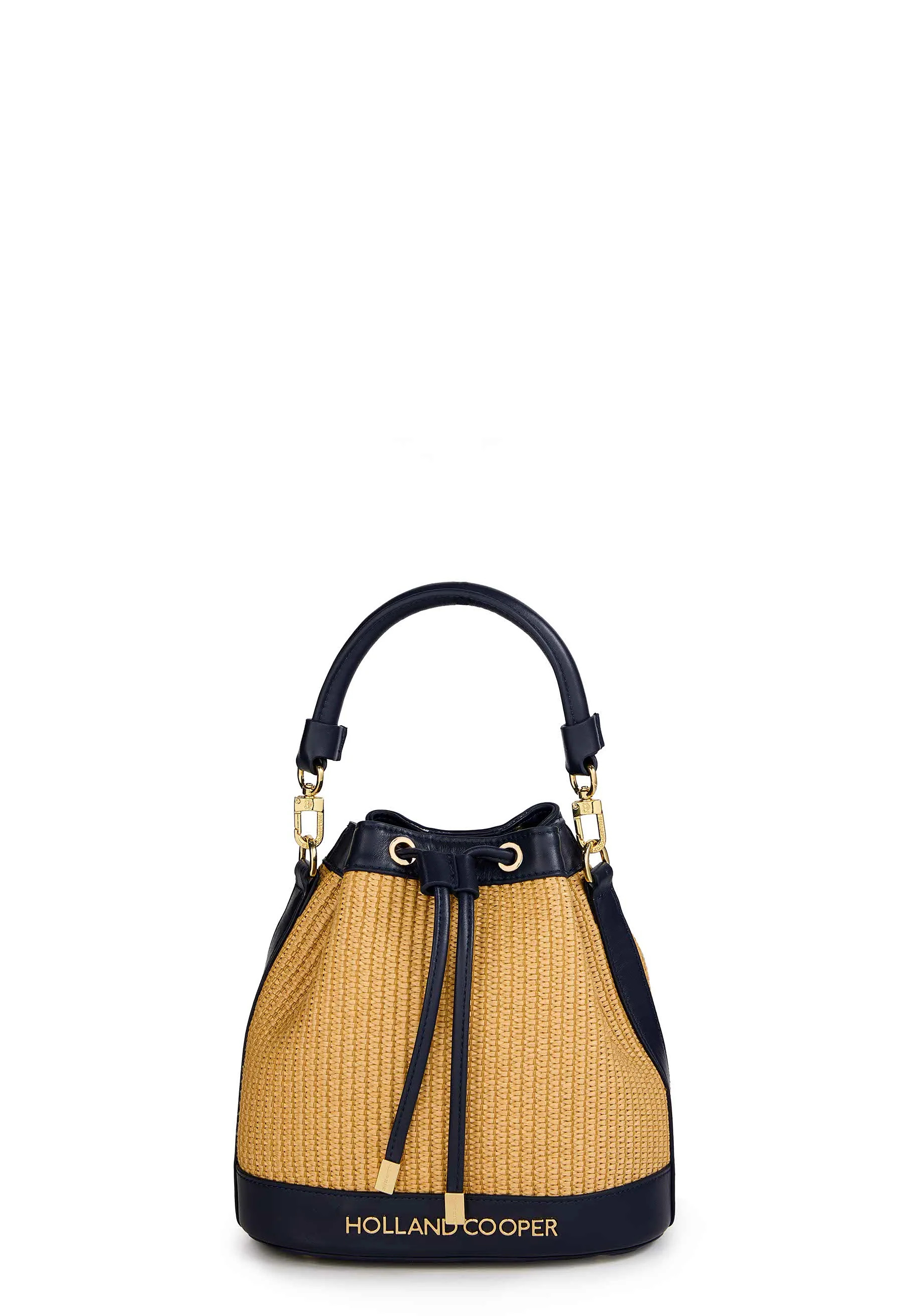 Abbot Bucket Bag (Rattan Navy) | Holland Cooper