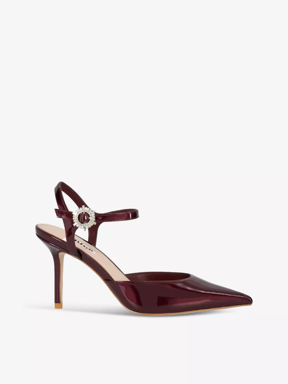 Channel pointed-toe faux-leather heeled courts | Selfridges